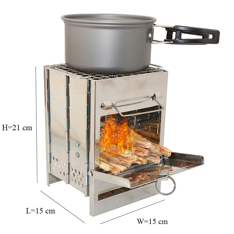 Lightweight Camping Wood Stove,  Adjustable and Folding - Big Dog Sporting Goods