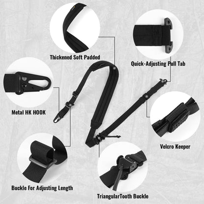 QD 2 Point Sling, Quick Adjust Gun Sling With HK Hook and Soft Shoulder Pad - Big Dog Sporting Goods