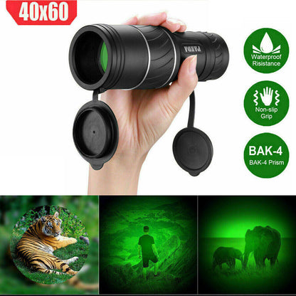 40x60 Day Night Vision HD Optical Monocular Hunting Camping Handheld Telescope Life Waterproof, Anti-Fog Monocular Suitable For Observing Nature Animals - Big Dog Sporting Goods